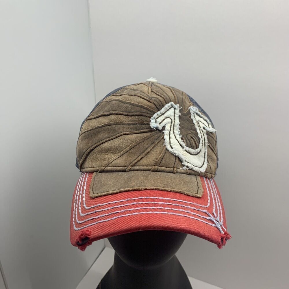 Vintage True Religion Sun Rays Leather Strapback Rare Distressed Baseball Hat